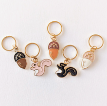 Load image into Gallery viewer, Squirrel and Acorn Stitch Markers