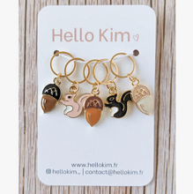 Load image into Gallery viewer, Squirrel and Acorn Stitch Markers