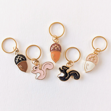 Load image into Gallery viewer, Squirrel and Acorn Stitch Markers
