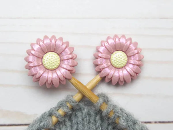 Pink Shimmer Daisy Stitch Stoppers