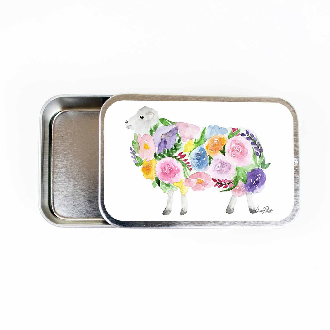 Floral Sheep Storage Tin