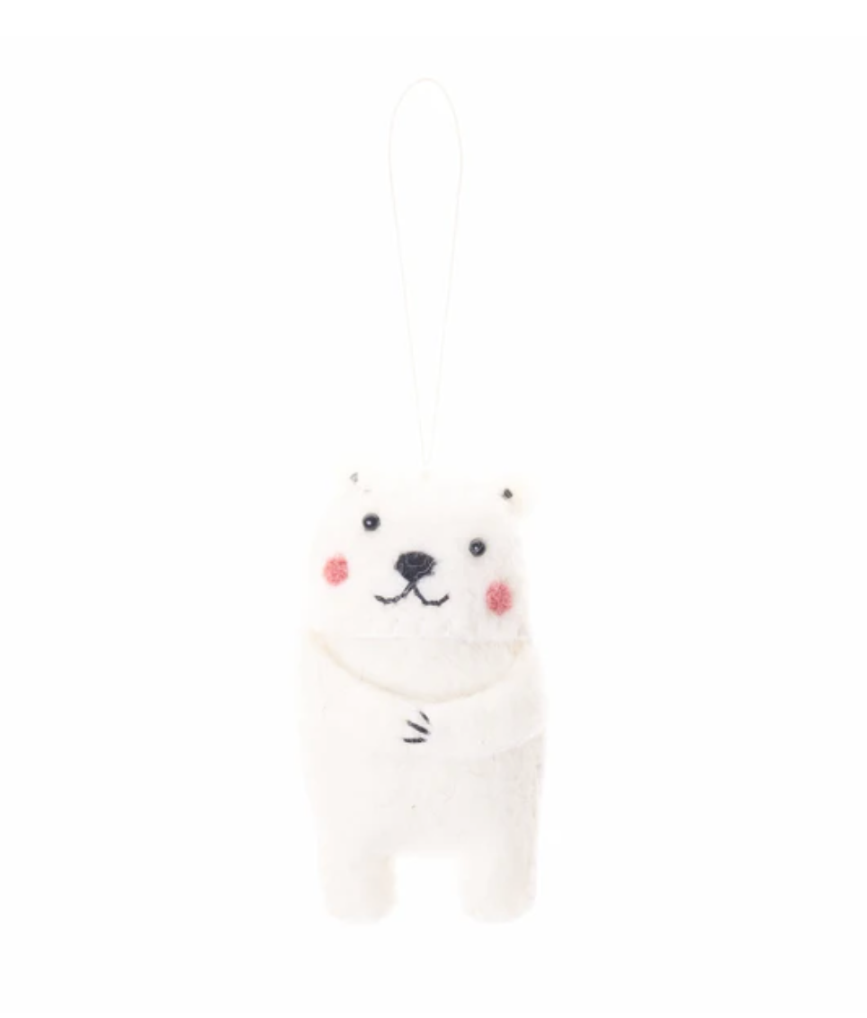 Felted Polar Bear Ornament
