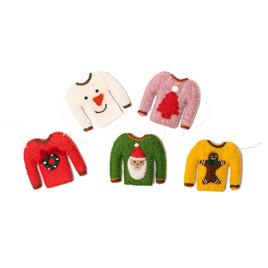 Felted Holiday Sweater Garland